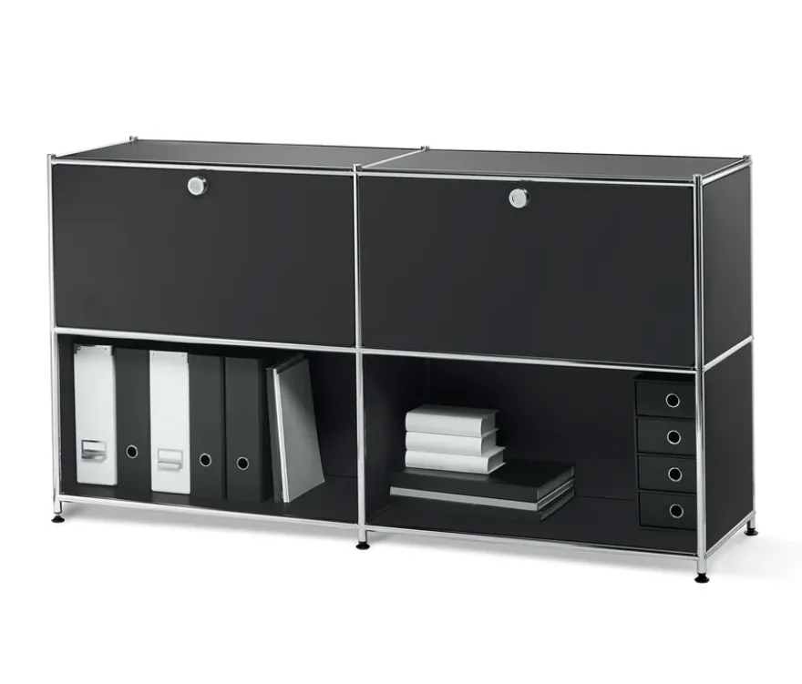 Sideboard Metall »CN3« mit versetzbaren Klappenfächern, schwarz