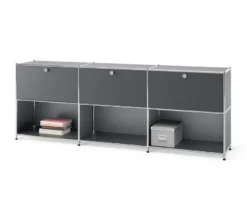 Sideboard Metall »CN3« mit 3 versetzbaren Klappenfächern, grau