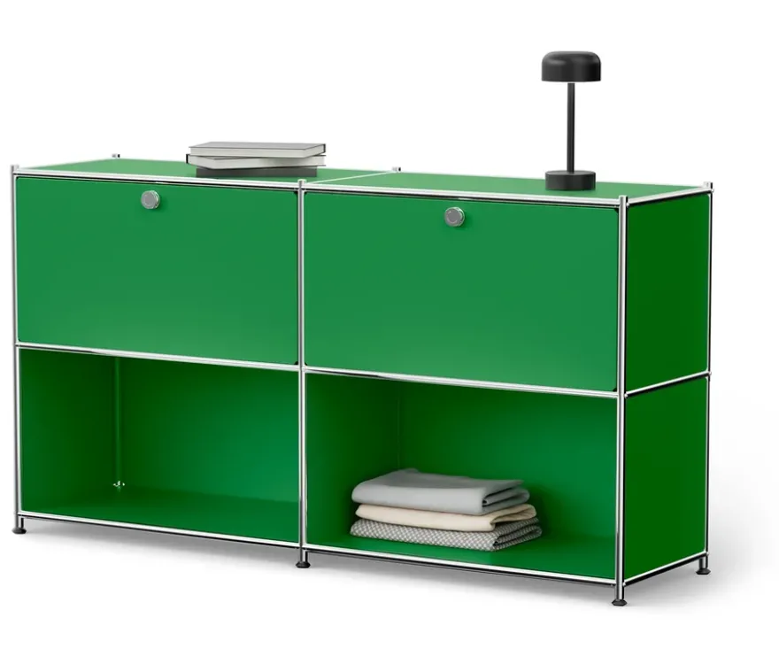 Sideboard Metall »CN3« mit 2 versetzbaren Klappenfächern, grün
