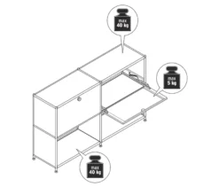 Sideboard Metall »CN3« mit 2 versetzbaren Klappenfächern, dunkelblau