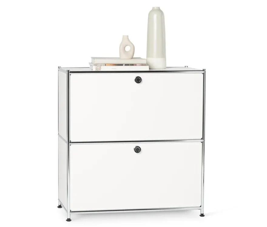 Sideboard Metall »CN3«, niedrig mit Klappenfächern, weiß