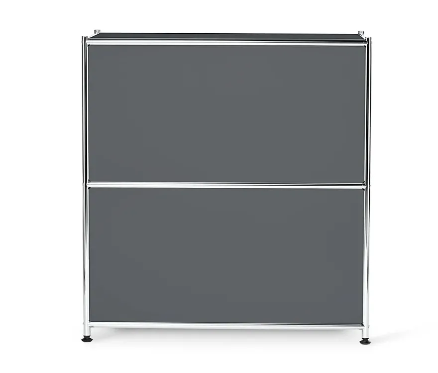 Sideboard Metall »CN3«, niedrig mit Klappenfächern, grau