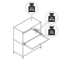 Sideboard Metall »CN3«, niedrig mit Klappenfächern, grau