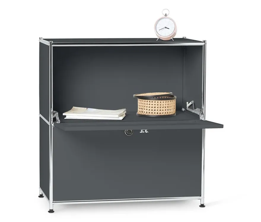 Sideboard Metall »CN3«, niedrig mit Klappenfächern, grau