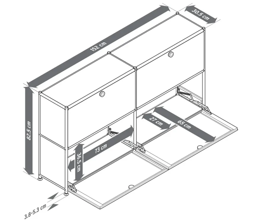 Sideboard Metall »CN3 Slim Line« mit 4 Klappfächern, weiß