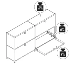 Sideboard Metall »CN3 Slim Line« mit 4 Klappfächern, taupe