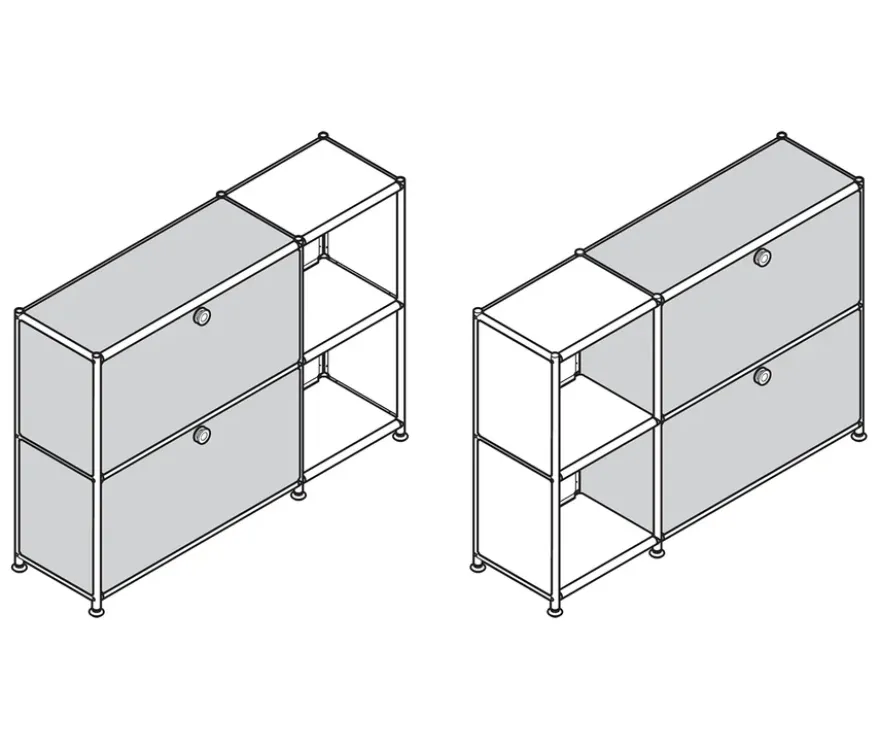 Sideboard Metall »CN3 Slim Line« mit 2 Klappfächern, weiß