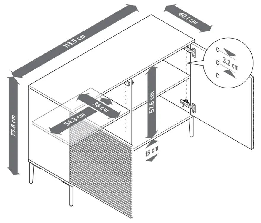 Sideboard »REET« mit Lamellenoptik