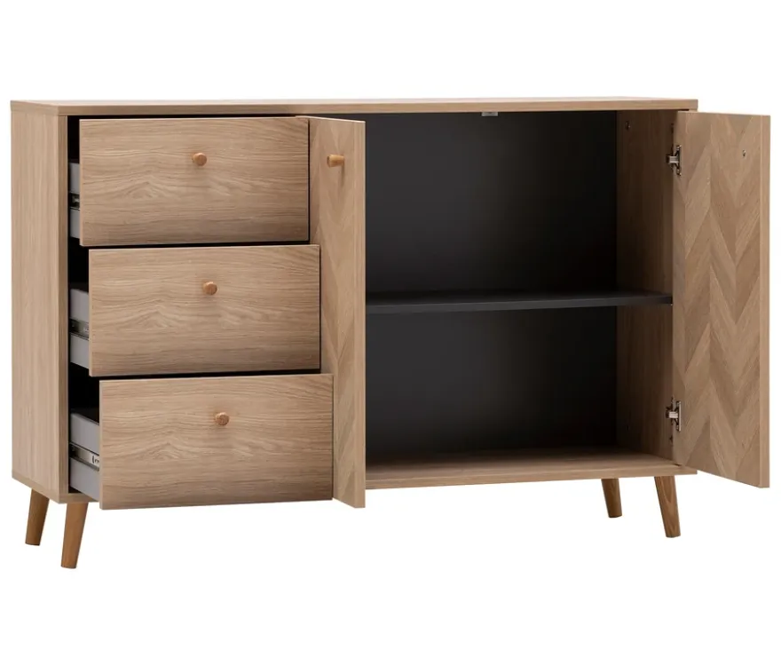 Sideboard »Visby«, Eichen-Fischgräten-Dekor