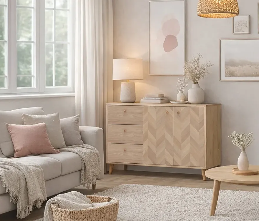 Sideboard »Visby«, Eichen-Fischgräten-Dekor