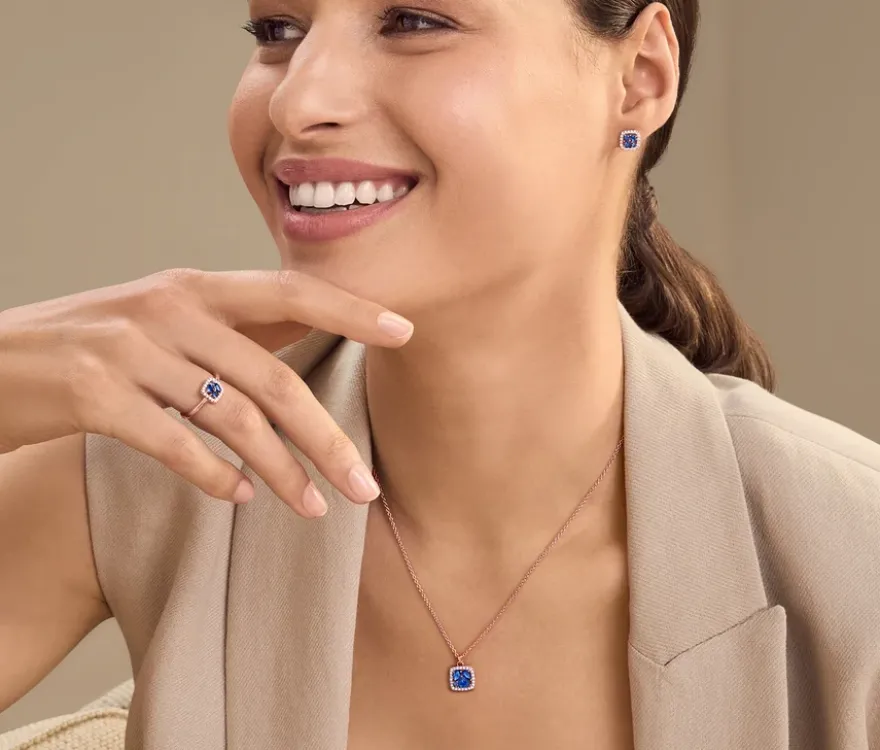 925 Silber Kette »Blau Cluster«