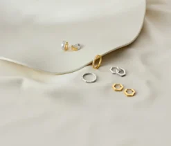 925 Silber Ring »Octagon«, vergoldet