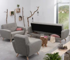 3-Sitzer-Schlafsofa »Justus« in grau meliertem Webstoff