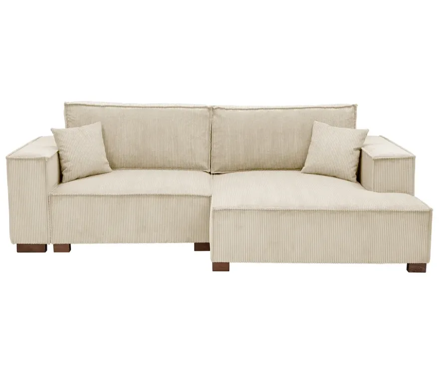 Sofa 2-Sitzer mit Auszugsbett links, Longchair rechts »Cumello«, creme