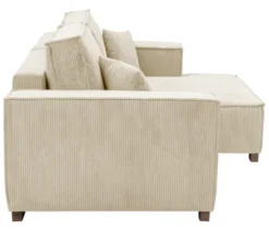 Sofa 2-Sitzer mit Auszugsbett links, Longchair rechts »Cumello«, creme