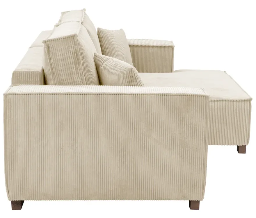 Sofa 2-Sitzer mit Auszugsbett links, Longchair rechts »Cumello«, creme