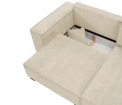 Sofa 2-Sitzer mit Auszugsbett links, Longchair rechts »Cumello«, creme