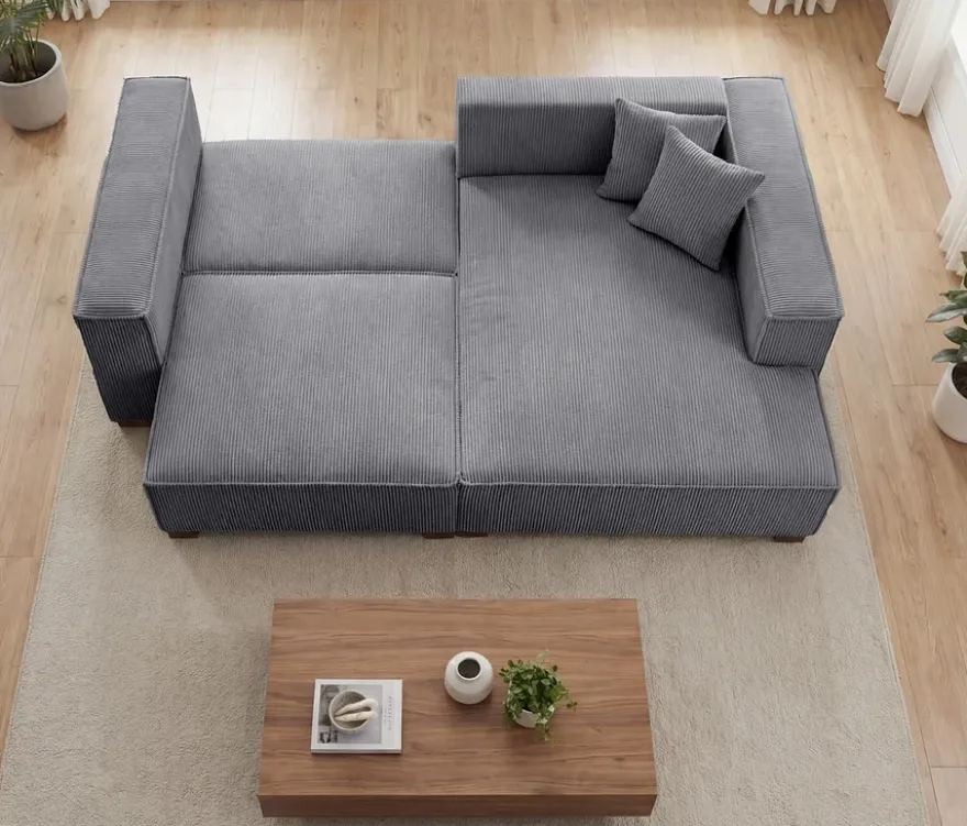 Sofa 2-Sitzer mit Auszugsbett links, Longchair rechts »Cumello«, anthrazit