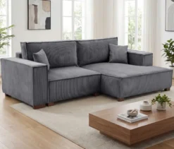 Sofa 2-Sitzer mit Auszugsbett links, Longchair rechts »Cumello«, anthrazit