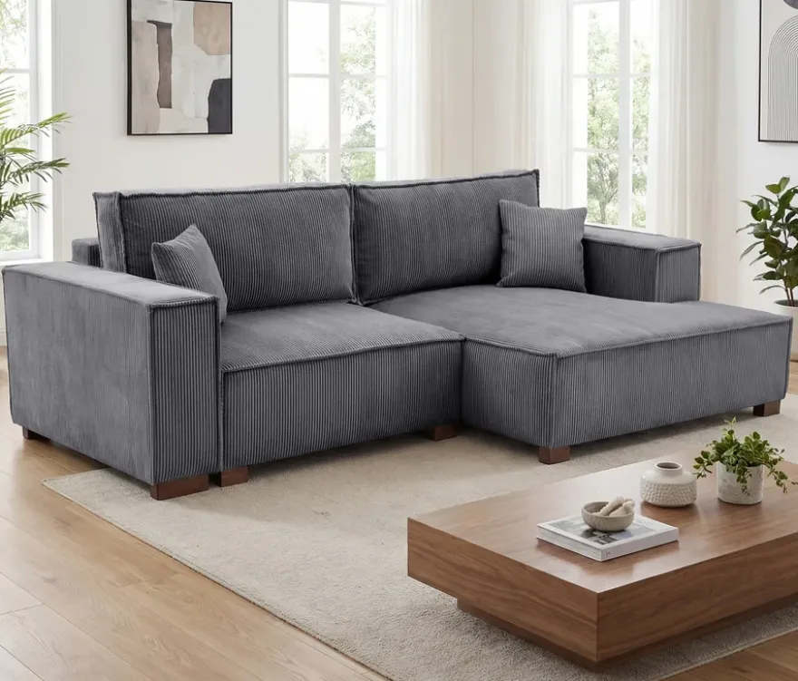 Sofa 2-Sitzer mit Auszugsbett links, Longchair rechts »Cumello«, anthrazit