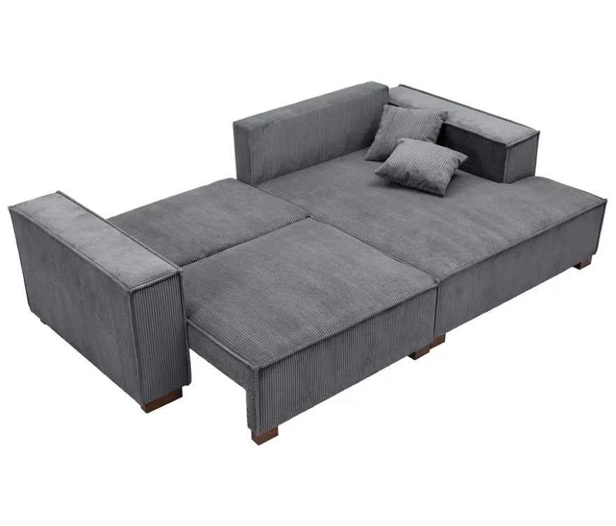 Sofa 2-Sitzer mit Auszugsbett links, Longchair rechts »Cumello«, anthrazit