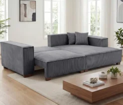 Sofa 2-Sitzer mit Auszugsbett links, Longchair rechts »Cumello«, anthrazit