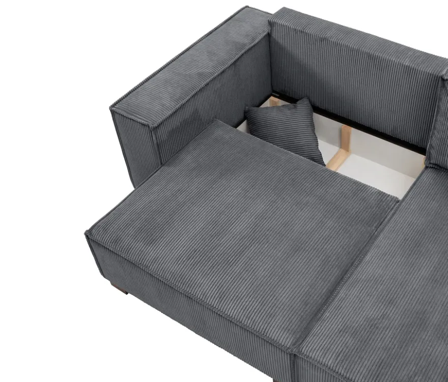 Sofa 2-Sitzer mit Auszugsbett links, Longchair rechts »Cumello«, anthrazit