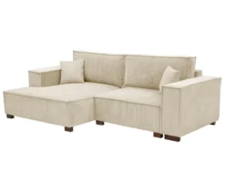 Sofa 2-Sitzer mit Auszugsbett rechts, Longchair links »Cumello«, creme