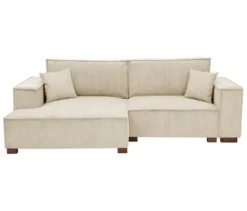 Sofa 2-Sitzer mit Auszugsbett rechts, Longchair links »Cumello«, creme