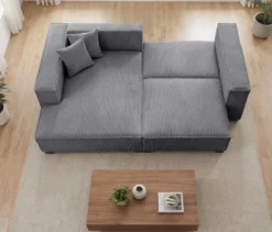 Sofa 2-Sitzer mit Auszugsbett rechts, Longchair links »Cumello«, anthrazit