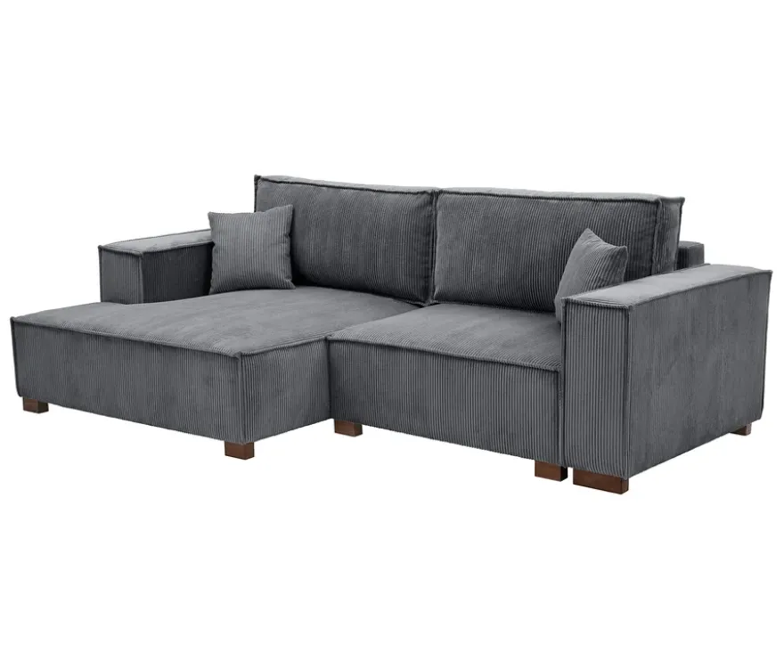 Sofa 2-Sitzer mit Auszugsbett rechts, Longchair links »Cumello«, anthrazit