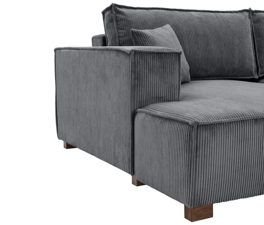 Sofa 2-Sitzer mit Auszugsbett rechts, Longchair links »Cumello«, anthrazit