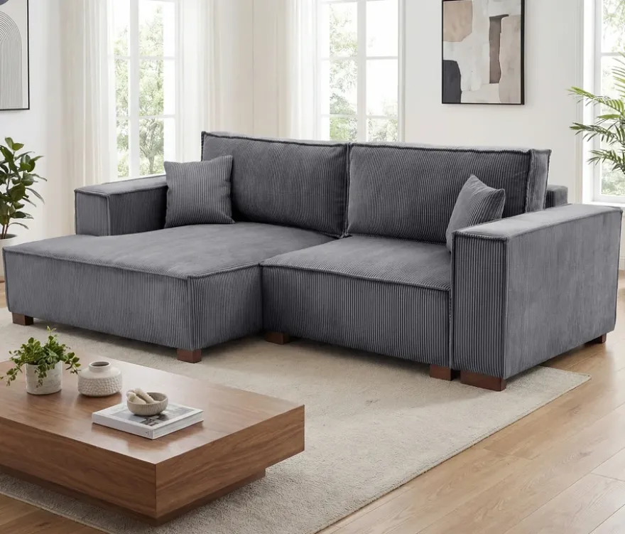 Sofa 2-Sitzer mit Auszugsbett rechts, Longchair links »Cumello«, anthrazit