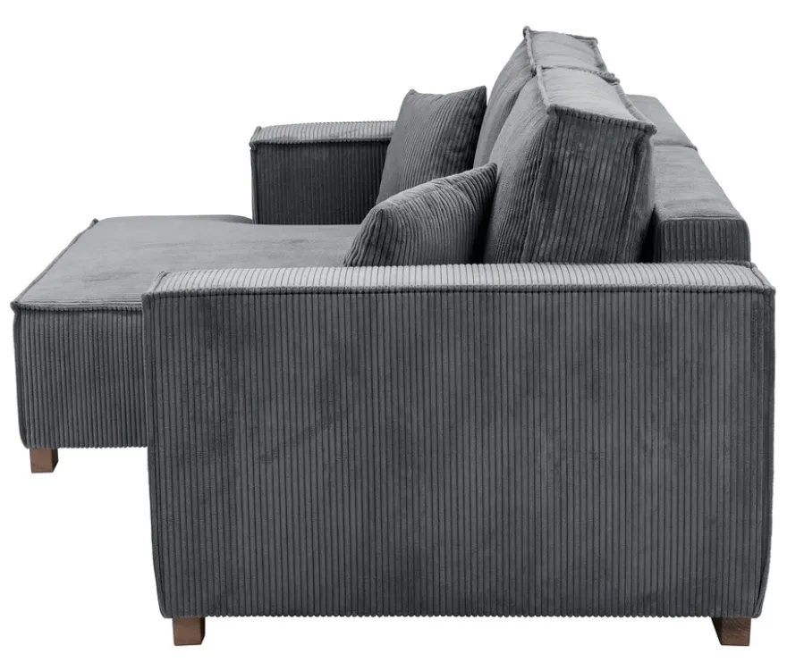 Sofa 2-Sitzer mit Auszugsbett rechts, Longchair links »Cumello«, anthrazit