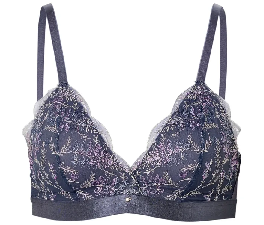 Soft-BH mit Stickerei, rauchblau