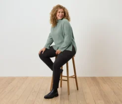 Soufflé-Yarn-Grobstrickpullover, salbei