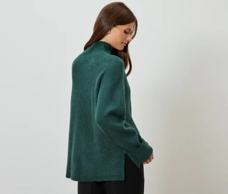 Soufflé-Yarn-Grobstrickpullover, petrol