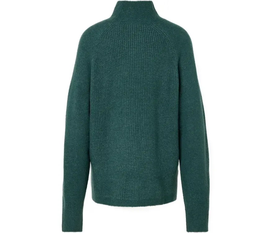 Soufflé-Yarn-Grobstrickpullover, petrol