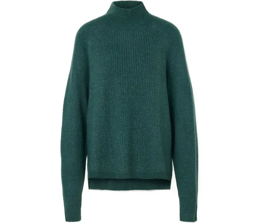 Soufflé-Yarn-Grobstrickpullover, petrol