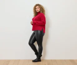 Soufflé-Yarn-Grobstrickpullover, rot