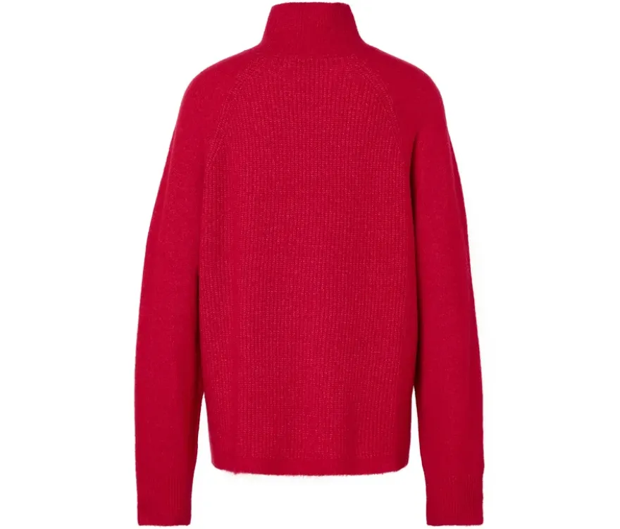 Soufflé-Yarn-Grobstrickpullover, rot
