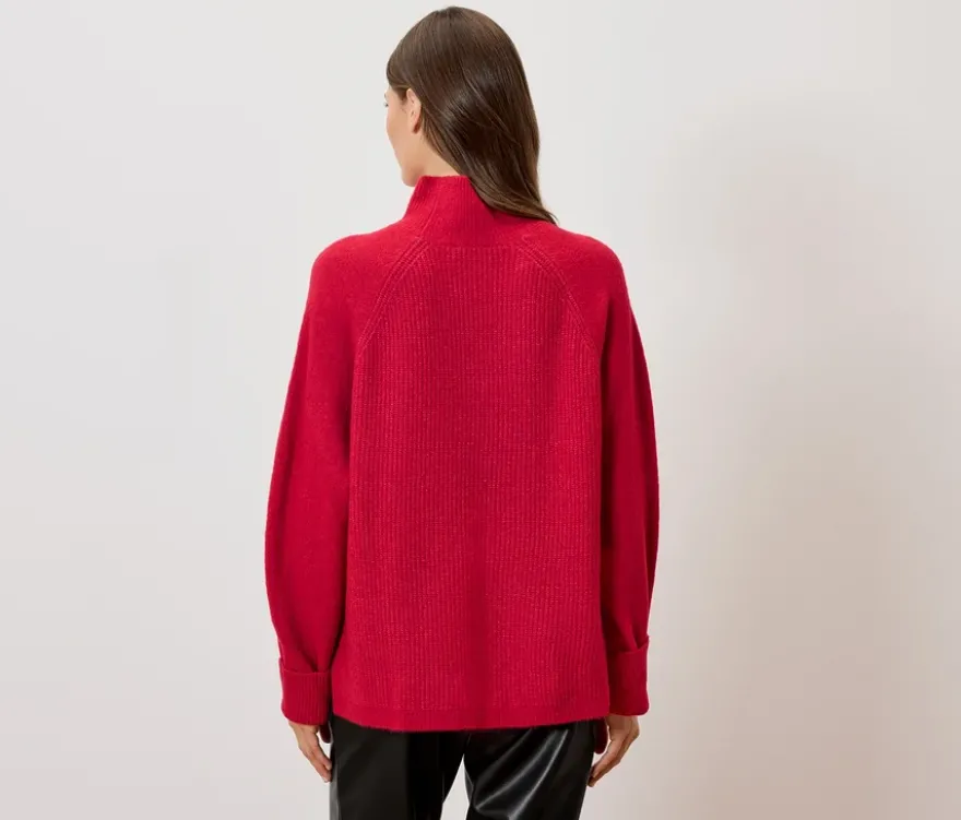 Soufflé-Yarn-Grobstrickpullover, rot