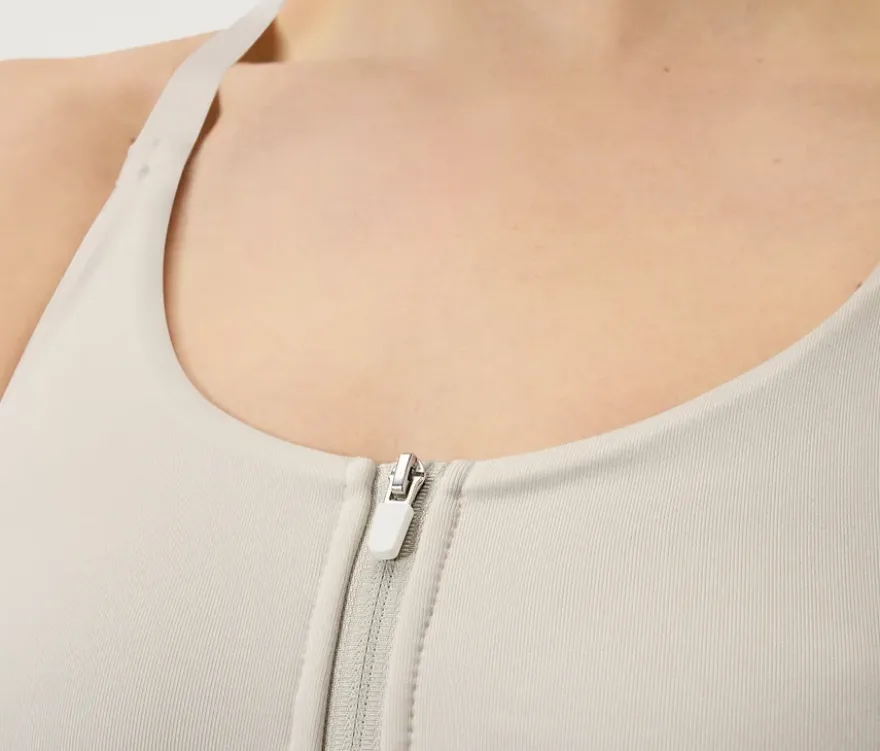 Sport-BH mit Frontreißverschluss, offwhite