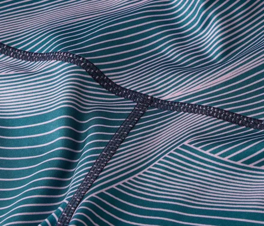 Sportleggings, blaugrün mit lavendelfarbenem Alloverprint