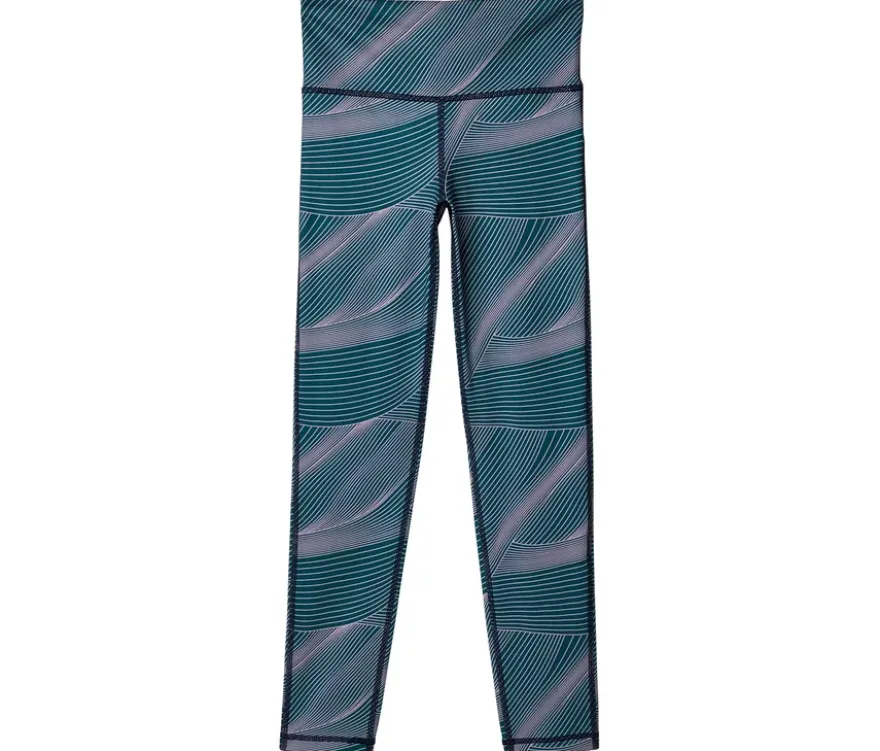 Sportleggings, blaugrün mit lavendelfarbenem Alloverprint