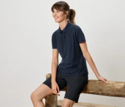Sport-Poloshirt mit Merinowolle, navy