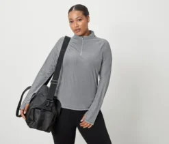 Sportshirt mit Half-Zip, grau