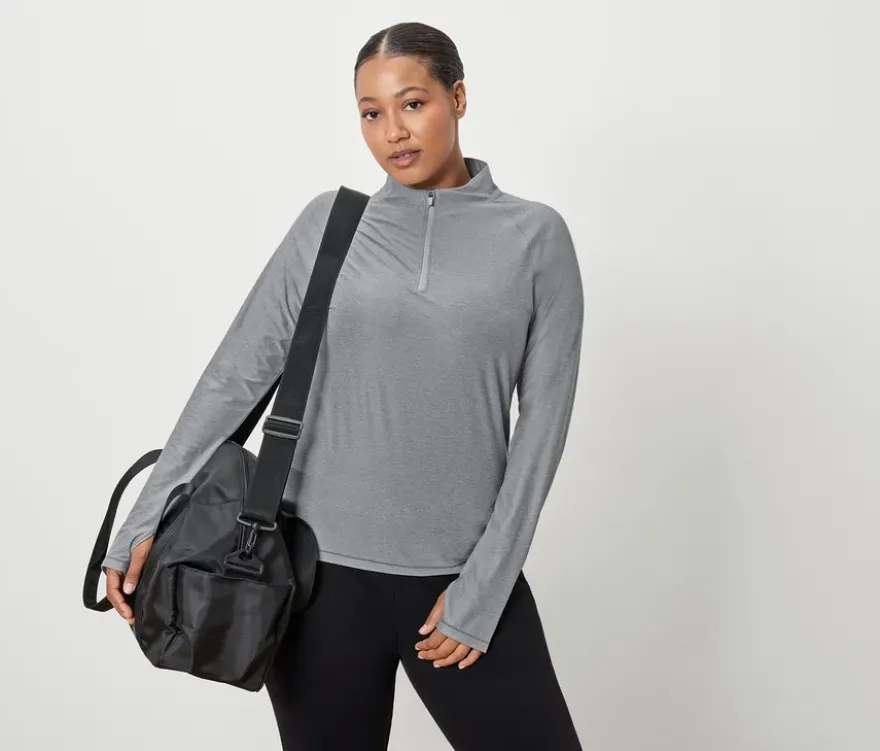 Sportshirt mit Half-Zip, grau