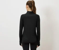 Sportshirt mit Half-Zip, schwarz