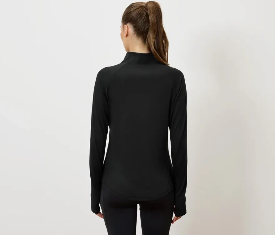 Sportshirt mit Half-Zip, schwarz